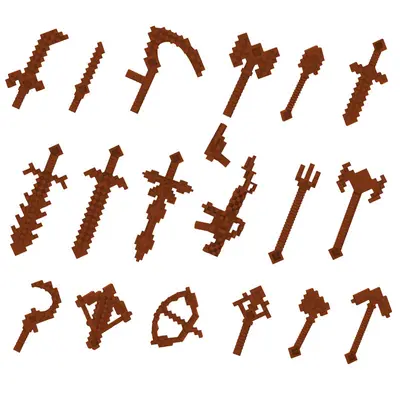 Building Block Weapon and Figure Accessory Set, 8 Colors, Small Parts - 9