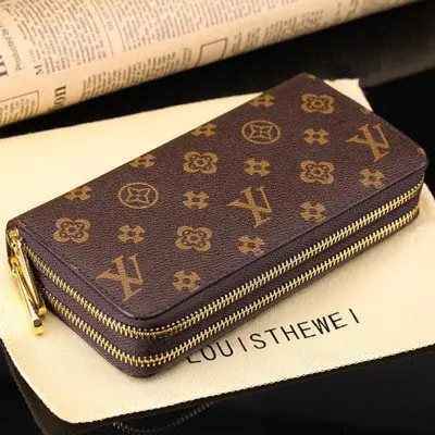 Genuine Leather Men's Clutch Wallet with Double Zipper - 1