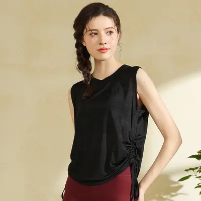 İki Parça Kolsuz Kadın Yoga Takımı Nefes Alabilen Slim Fit