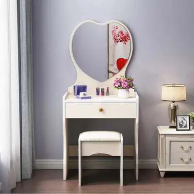 Modern Minimalist Makeup Vanity Table with Drawers and Storage Cabinet for Small Apartment - 10