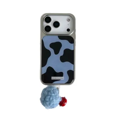 iPhone 15-17 Pro Max Handyhülle blaues Kuhfleckenmuster