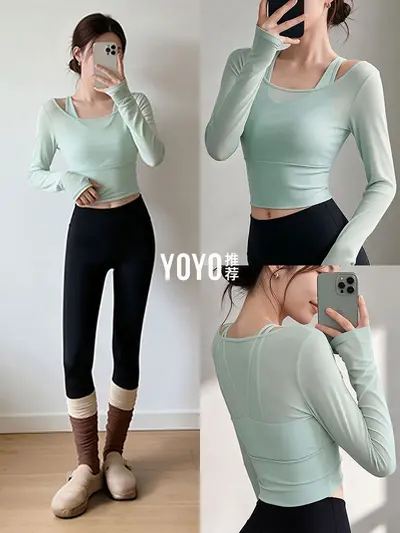 Kadın yoga seti mesh uzun kollu gögüs pedli - 2