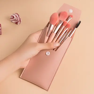 Mini 8'li Macaron Yumuşak Kıllı Makyaj Fırçası Seti, Taşınabilir Başlangıç Seviyesi - 11