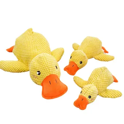 Plush Dog Toy, Yellow Duck, Bite-Resistant, Squeaky, for Golden Retriever and Corgi - 6