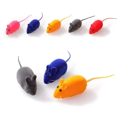 Vinyl flocked mouse cat toy with sound, simulation mouse