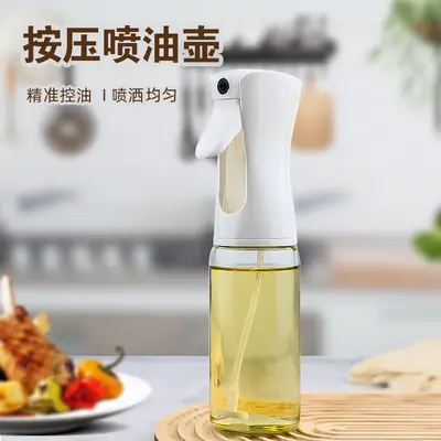 Mutfak yağsız yağ şişesi 220ml şeffaf cam basınçlı atomizer sprey şişesi büyük kapasiteli ev tipi yağ sprey şişesi - 4