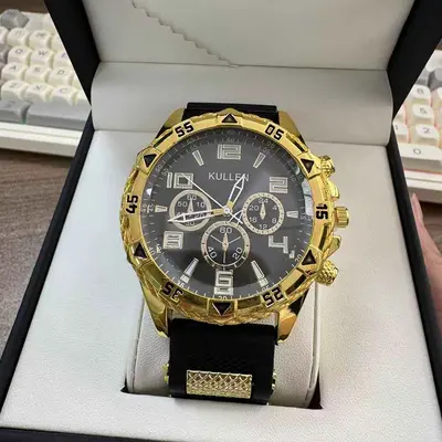 Men's quartz watch, silicone band, casual style