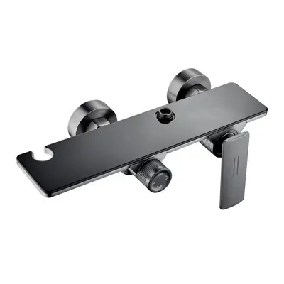 Hotel shower system, pressure boost, gray wall-mounted
