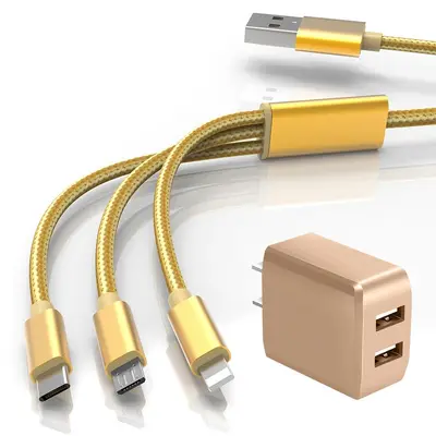 3-in-1 Ladekabel-Set mit USB-Doppelport-Stecker, Schnellladung - 13