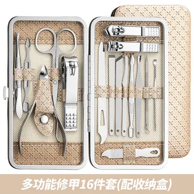 Yeni tırnak makası 19 parçalı set, eğik tırnak makası, pedikür, kulak toplama kaşığı, manikür seti - 13