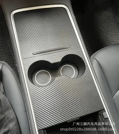 Center Console Panel Sticker for Tesla Model 3/Y 2021-2023, Carbon Fiber - 10