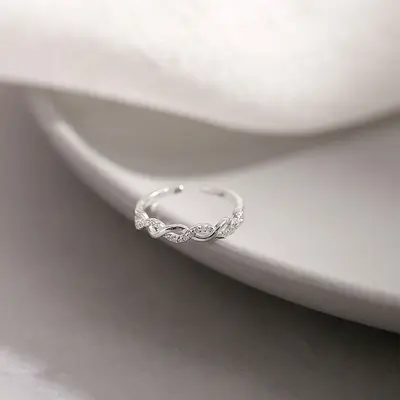 Örgü Yüzük Kadın, Lüks Açık Halka Kristal Taşlı Tasarım