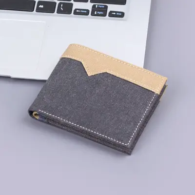 Herrenbrieftasche aus Segeltuch mit Kartenfächern, Herren-Geldbörse aus Jeansstoff