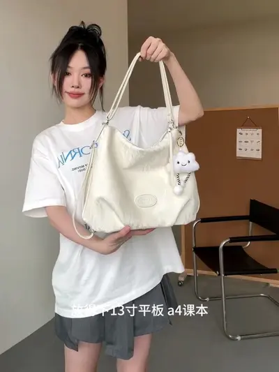 Kadın Sade Tote Çanta Sırt Çantası Çapraz Askılı Çanta - 6