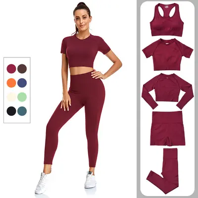 Avrupa ve Amerikan yeni yoga giyim seti profesyonel spor yoga pantolonları koşu kalça kaldırma dikişsiz spor çıplak sutyen toptan - 3