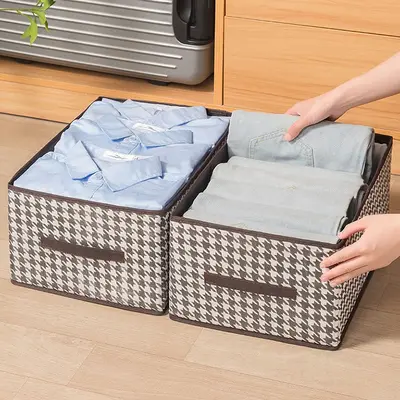 Foldable Houndstooth Pattern Storage Box - 2