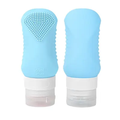 Grenzübergreifend beliebter Silikon-Spender-Flasche vierteiliges Set Shampoo und Duschgel Aufbewahrung 60ml Spender-Flasche mit Haken gebürstet