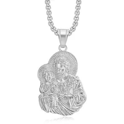 Hip-Hop Stainless Steel Pendant Necklace, Sagrada Familia Diamond-Coated
