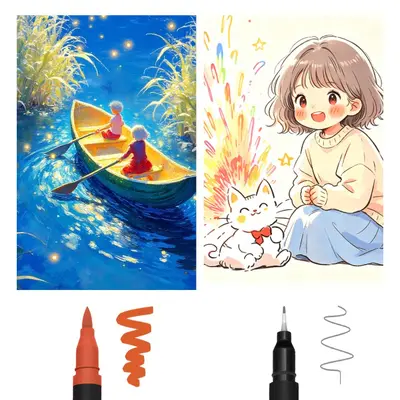 Professional brush set washable double-head watercolor markers