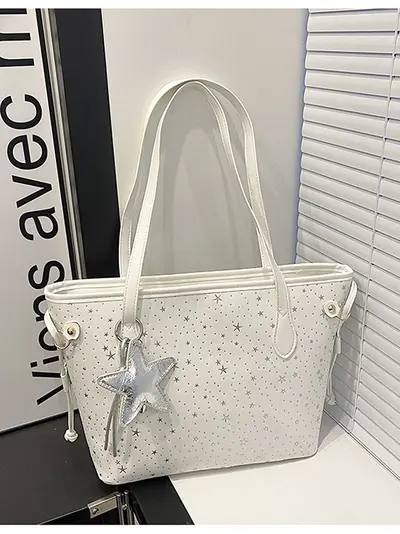 Korean Style Large-Capacity Women's Tote Bag with Star Design, Single Shoulder - 3