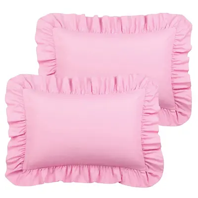 Satin Ruffle Pillowcase, Solid Color, Single and Double Size - 8