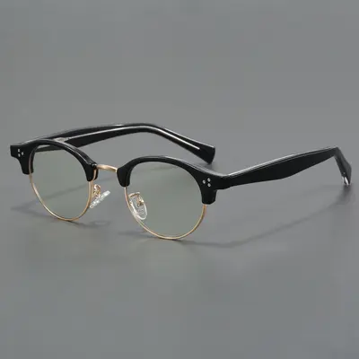 Unisex Retro-Brillengestell in Schildpattoptik, halbrandlos