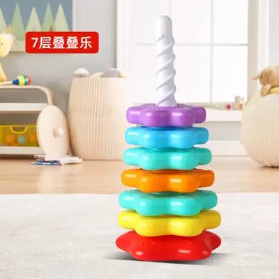 Rainbow colorful educational baby stacking tower toy - 9