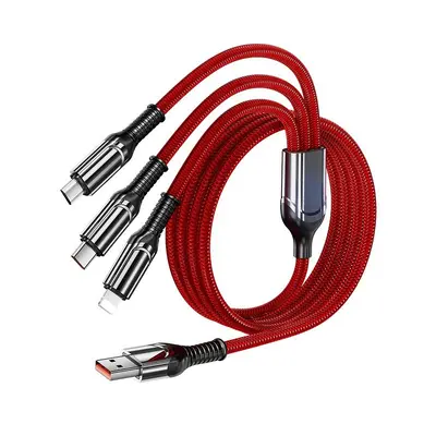 120W Super Fast Charging 3-in-1 Data Cable with Digital Display Suitable for Huawei Honor Apple 15/16 Xiaomi Charging Cable - 10