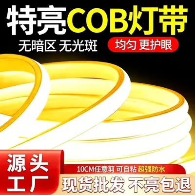 In stock 220V outdoor waterproof ultra bright self-adhesive linear light home living room ceiling COB light strip LED light strip