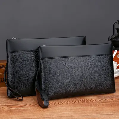 Men's Light Luxury Genuine Leather Clutch, Casual Envelope Style, Large Capacity - 3