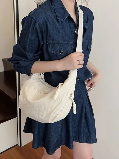 2026 Nylon Pleated Tote Crossbody Bag, Large Capacity Dumpling Bag - 4