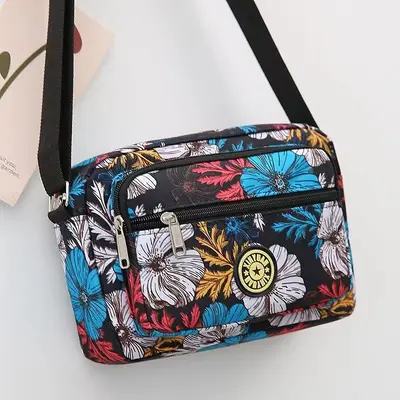 Oxford Cloth Women's Crossbody Bag, Floral Pattern, Middle-Aged Style - 12