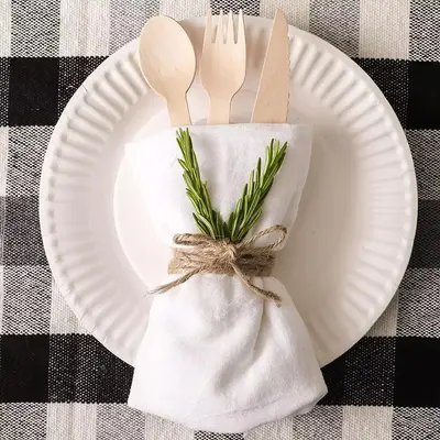 Birch Wood Disposable Knife, Fork and Spoon Set