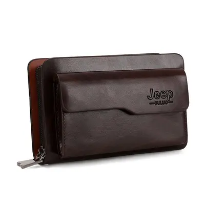 Men's Clutch Bag, Large Capacity Zip Long Wallet, PU Leather - 6