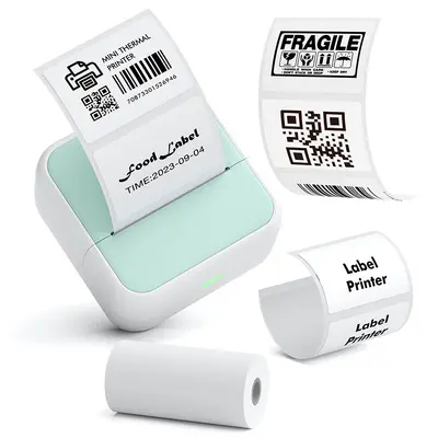 Etiket yazıcı taşınabilir Bluetooth termal barkod kendinden yapışkanlı ticari tabela etiketi ev not etiket makinesi sınır ötesi