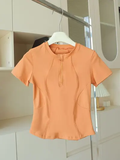 Women's Summer Sports Top, Thin, Stand-up Collar, Running and Pilates - 6