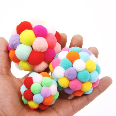 Plüsch-Katzenspielzeug Bunter Glöckchenball interaktiv - 4