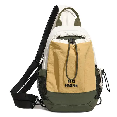 Outdoor Color-Block Drawstring Small Backpack, Lightweight Crossbody Travel and Hiking Bag - 9