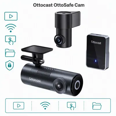 Ottocast çift kameralı kablosuz CarPlay dashcam, 2K QHD 1440p - 4