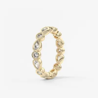 S925 Sterlingsilber Tropfen-Moissanitring mit rundem Stein, 30er-Set, stapelbar