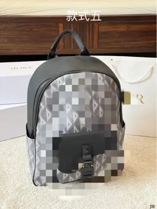 Black Printed Leather Backpack with Saddle Flap Pocket, Unisex - 5