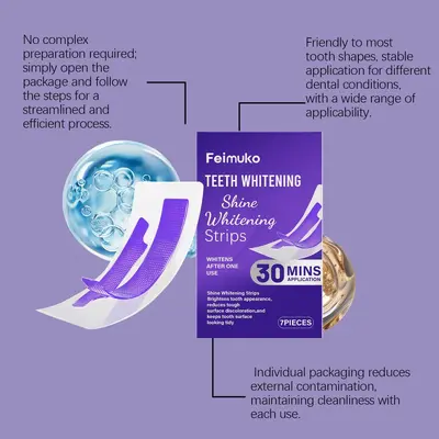 Feimuko Purple Tooth Stickers Cross-Border Exclusive Teeth Whitening Cleaning Tooth Stain Removal, Minimum Order 3 Pieces, Direct Factory Supply - 4
