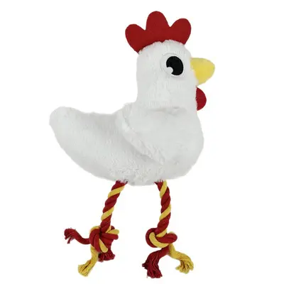 Plush Squeaky Chicken Dog Toy, Knotted Rope, Durable, Tug-of-War - 6