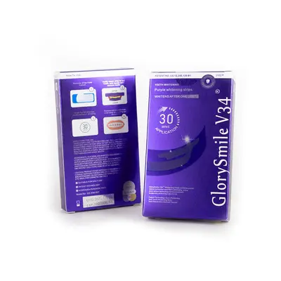 V34 Purple Teeth Whitening Strips Mint Flavor Cleans Stains Without Residue 7 Pairs 14 Pieces - 5