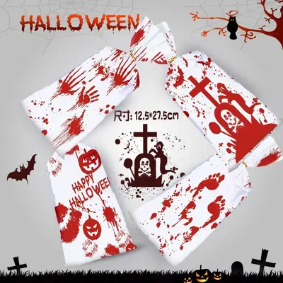 Halloween Candy Bag with Pumpkin and Bat Design - 13