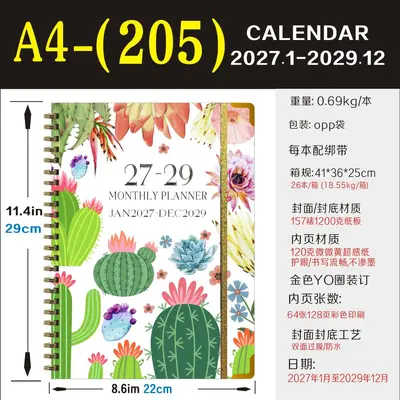 Planer-Spiralnotizbuch 2027-2029, Englisch, A5 - 11