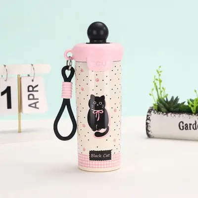 Cartoon Floating Ball Straw Cup, Portable Insulated Cup for Car Travel - 7