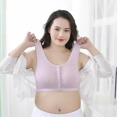 Plus Size Breathable Front-Button Nursing Bra, Padded, Frameless - 3