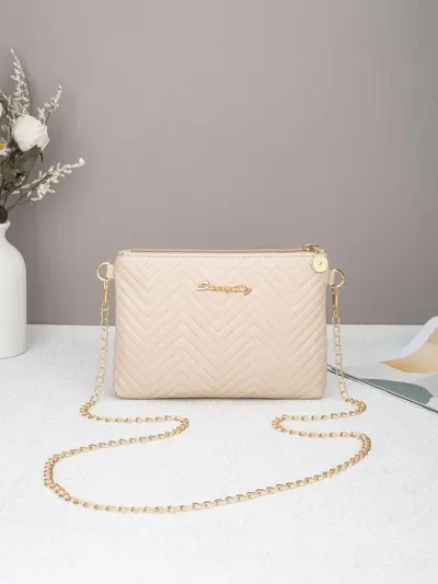 Chain Striped Women's Clutch, Two-Way Minimalist Design - 8