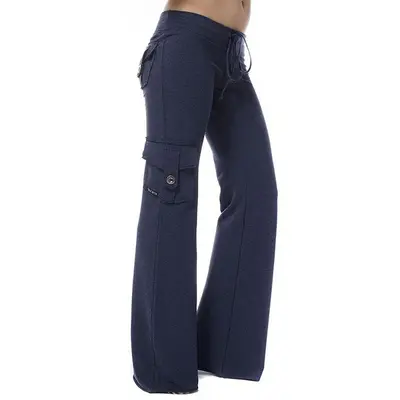 Damen-Yogahose mit elastischem Bund und Knopftaschen, bequemer Schnitt - 10